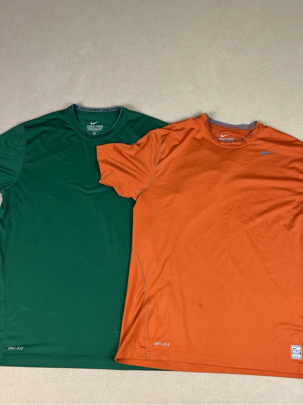 Lot Of 2! 2011 Nike Pro Combat Fitted Dri-Fit T-Shirt, Green. Sz XL, 269690-801